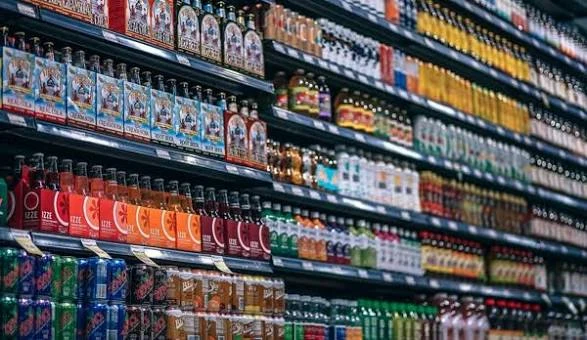 Illustrative retail shelves with packaged consumer goods